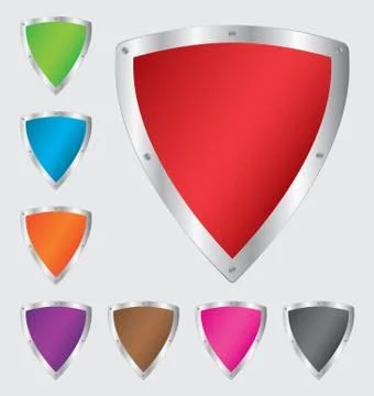 Colorful shield set 스톡 일러스트