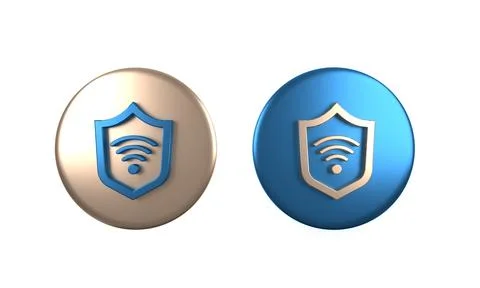 Colorful Shield with WiFi wireless internet network symbol icon isolated on.. Stock-Illustration