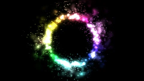 Colorful Shining and Rotating Light Particles in a Ring Shape - Loop Rainbow Stock Footage 88915213