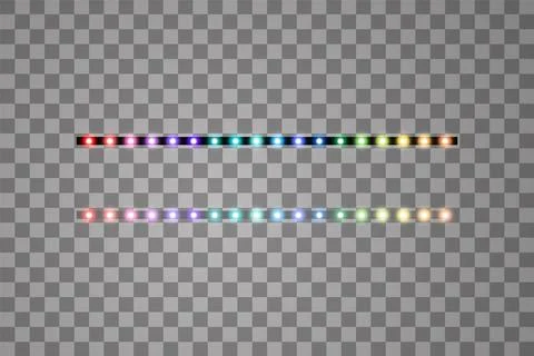 Colorful Shining led vector stripes, neon illumination on transparent background Stock Illustration