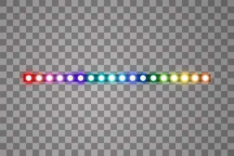 Colorful Shining led vector stripes, neon illumination on transparent background 스톡 일러스트