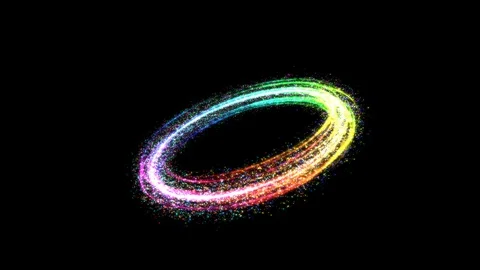 Colorful Shining Light Particles in a Ring Shape - Seamless Loop Rainbow Stock Footage 88664016