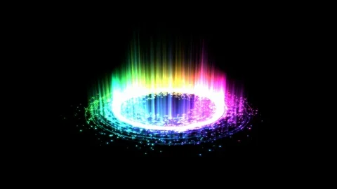 Colorful Shining Magic Circle Lights and Particles - Seamless Loop Rainbow Stock Footage 88288634