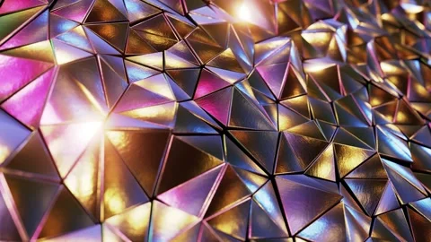 Colorful shining metallic triangles pattern looping 3D animation Stock Footage 205066080