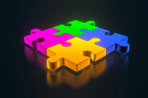Colorful shiny puzzle. 3d rendering Stock Illustration