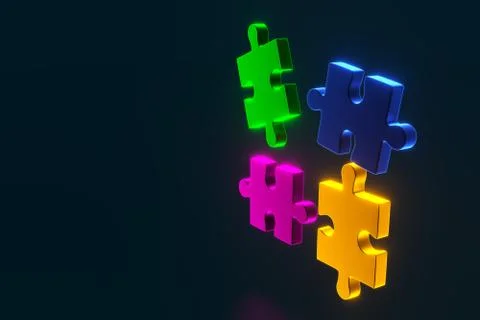 Colorful shiny puzzle. 3d rendering Stock Illustration