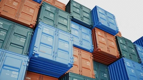 Colorful Shipping Container Stacks Loop with Dynamic Industrial Cargo Pattern, Stock Footage 336552052