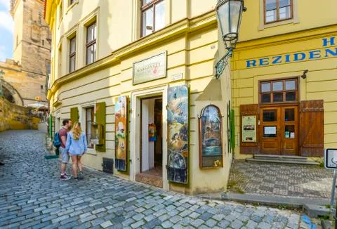 Colorful shop in Prague, Czechia Stock Photos