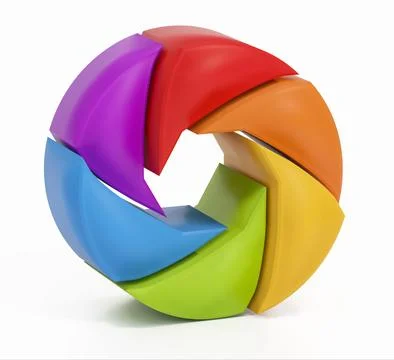 Colorful shutter symbol isolated on white background. 3D illustration Stock Illustration