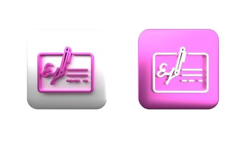 Colorful Signed document line icon isolated on white background. Pen signin.. Stock Illustration