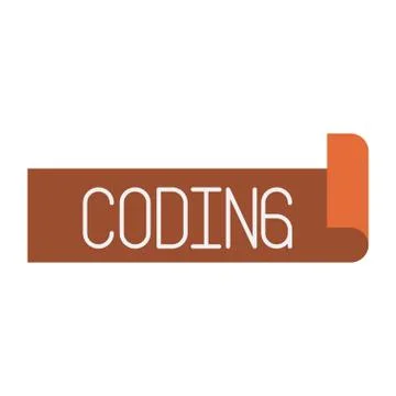 Colorful silhouette label text of coding Stock Illustration