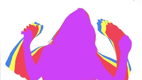 Colorful Silhouette. Professional dancer performs over white background/ Video stock 141614145