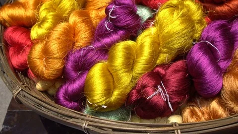 Colorful Silk Threads Stock Footage 75436466