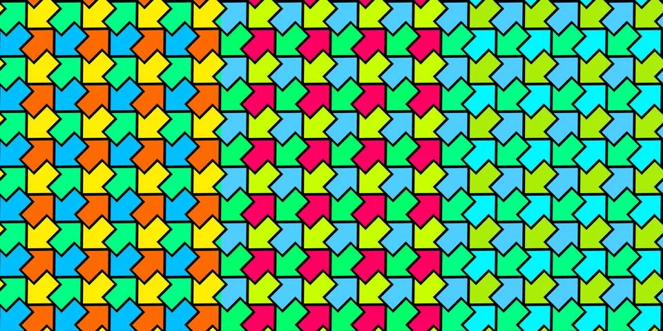 Colorful Simple Abstract Seamless Patterns Set With Arrows Vector Illustration 스톡 일러스트