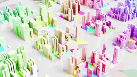 Colorful Simple City Db Stock Footage 168606797