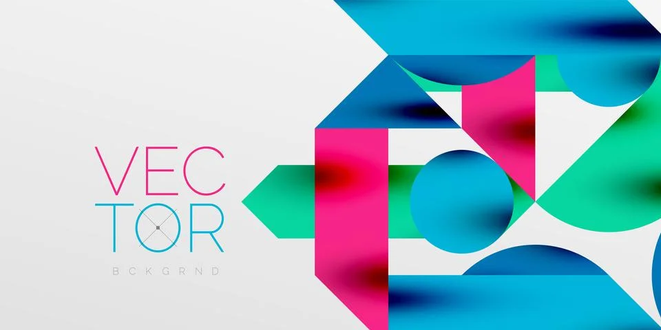 Colorful simple dynamic geometric forms circles lines and round shapes. Mosaic Stock Illustration