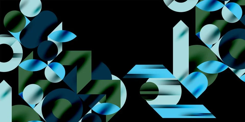 Colorful simple dynamic geometric forms circles lines and round shapes. Mosaic Stockillustratie