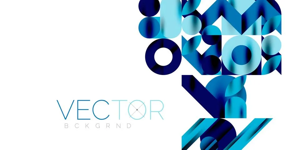 Colorful simple dynamic geometric forms circles lines and round shapes. Mosaic Stock Illustration