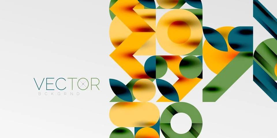 Colorful simple dynamic geometric forms circles lines and round shapes. Mosaic Stockillustratie