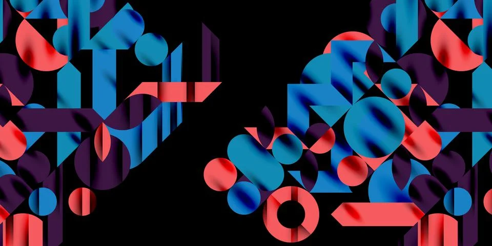 Colorful simple dynamic geometric forms circles lines and round shapes. Mosaic Stockillustratie