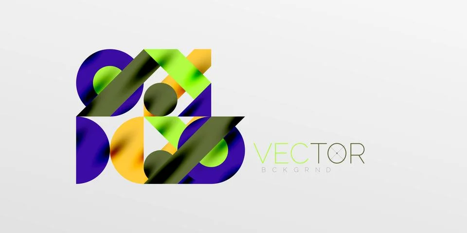 Colorful simple dynamic geometric forms circles lines and round shapes. Mosaic Stockillustratie