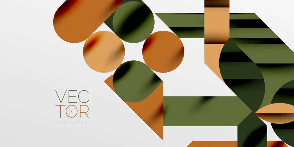 Colorful simple dynamic geometric forms circles lines and round shapes. Mosaic Stock Illustration