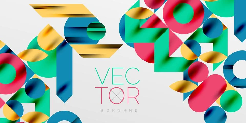 Colorful simple dynamic geometric forms circles lines and round shapes. Mosaic Stockillustratie