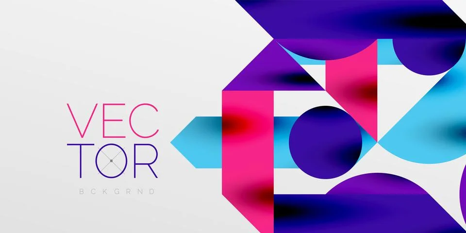 Colorful simple dynamic geometric forms circles lines and round shapes. Mosaic Stock Illustration