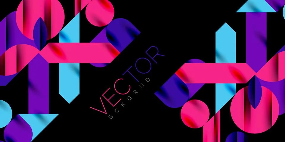 Colorful simple dynamic geometric forms circles lines and round shapes. Mosaic 库存插图