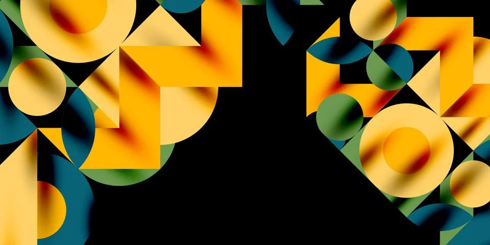 Colorful simple dynamic geometric forms circles lines and round shapes. Mosaic Stockillustratie