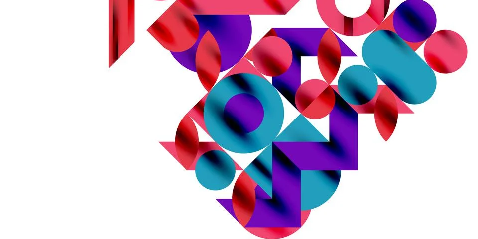 Colorful simple dynamic geometric forms circles lines and round shapes. Mosaic Stockillustratie