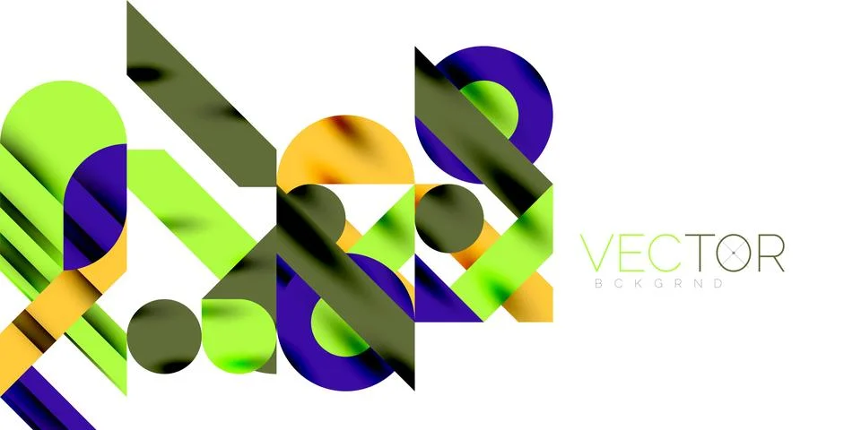 Colorful simple dynamic geometric forms circles lines and round shapes. Mosaic Stockillustratie