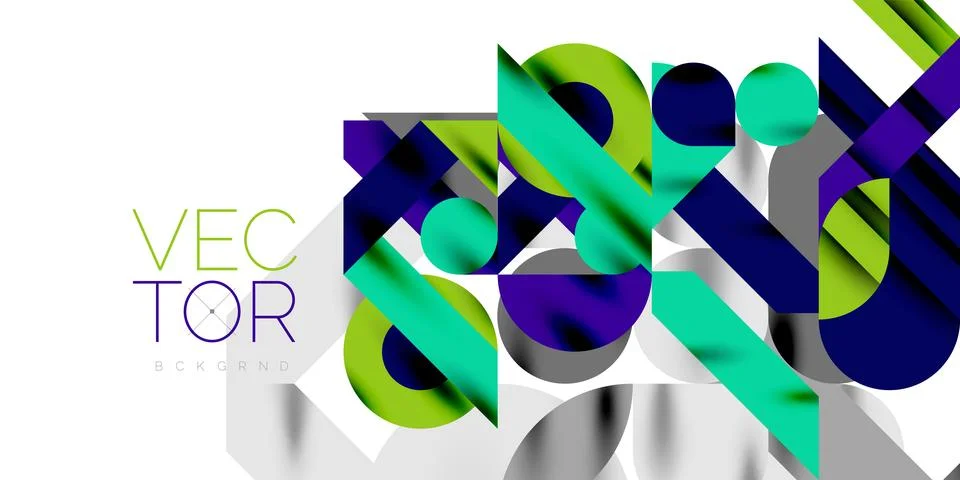 Colorful simple dynamic geometric forms circles lines and round shapes. Mosaic Stockillustratie
