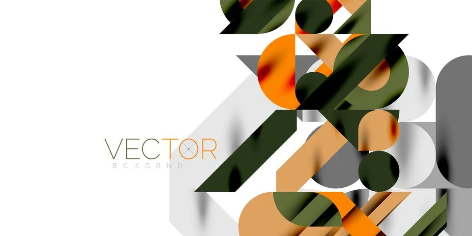 Colorful simple dynamic geometric forms circles lines and round shapes. Mosaic Stock Illustration