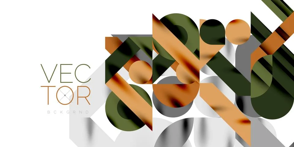 Colorful simple dynamic geometric forms circles lines and round shapes. Mosaic Stock Illustration