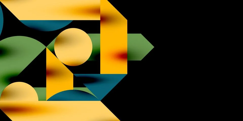 Colorful simple dynamic geometric forms circles lines and round shapes. Mosaic Stock Illustration