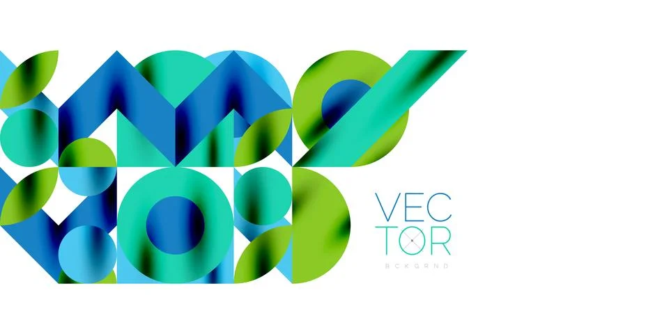 Colorful simple dynamic geometric forms circles lines and round shapes. Mosaic Stock Illustration