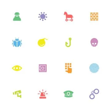 Colorful simple flat security icon set Stock Illustration