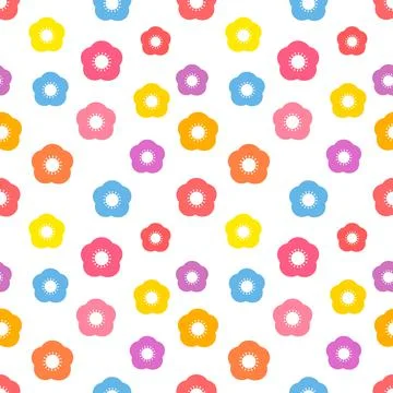 Colorful simple flowers pattern. Vector illustration. 스톡 일러스트
