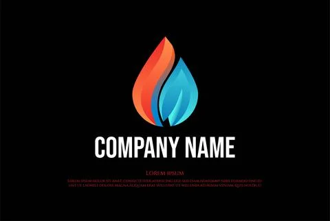 Colorful Simple Minimalist Fire Flame for Energy Logo Design Vector Stock Illustration