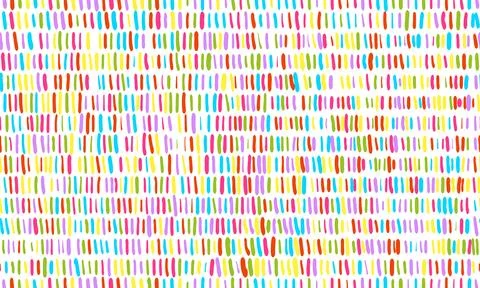 Colorful simple seamless pattern with small dashes. Vector wallpaper with han Stock Illustration