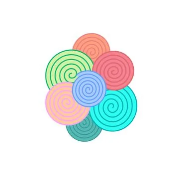 Colorful simple spiral elements, vector Illustrazione stock
