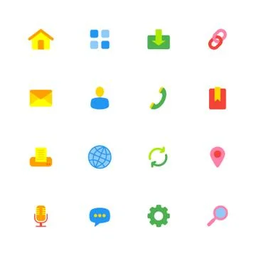 Colorful simple web icon set Stock Illustration
