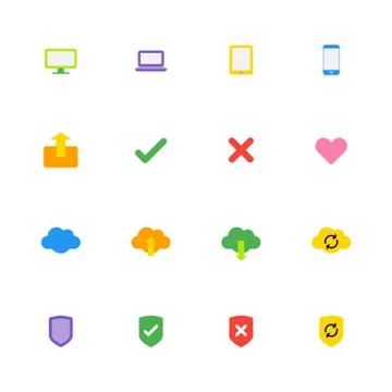 Colorful simple web icon set Stock Illustration