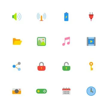Colorful simple web icon set Stock Illustration