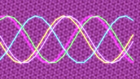 Colorful Sine Wave Pattern Animation on Blue Digital Technology Background Stock Footage 336770071