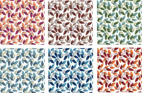 Colorful Six Leaf Pattern Set Illustrazione stock