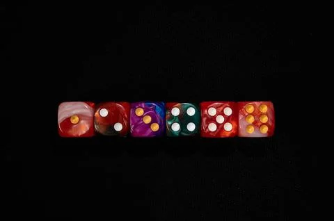 Colorful Six-Sided Dice in Numerical Order Stock Photos
