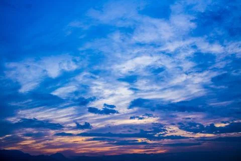 Colorful sky with clouds at sunrise or sunset Stock Photos
