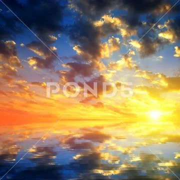 Colorful sky with clouds at sunset. Stock Photos